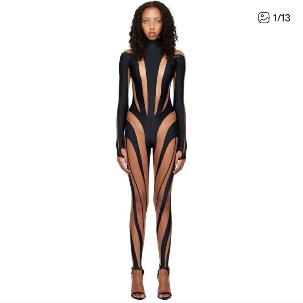 Mugler Iconic Illusion Catsuit in Black